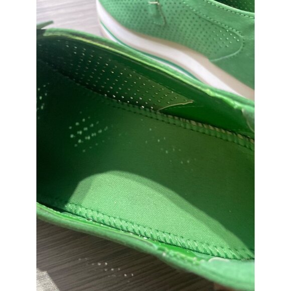 Crown And Ivy Green Perforated Suede Loafers With Fringe & Gold Bit Detail 9.5 - Picture 6 of 8